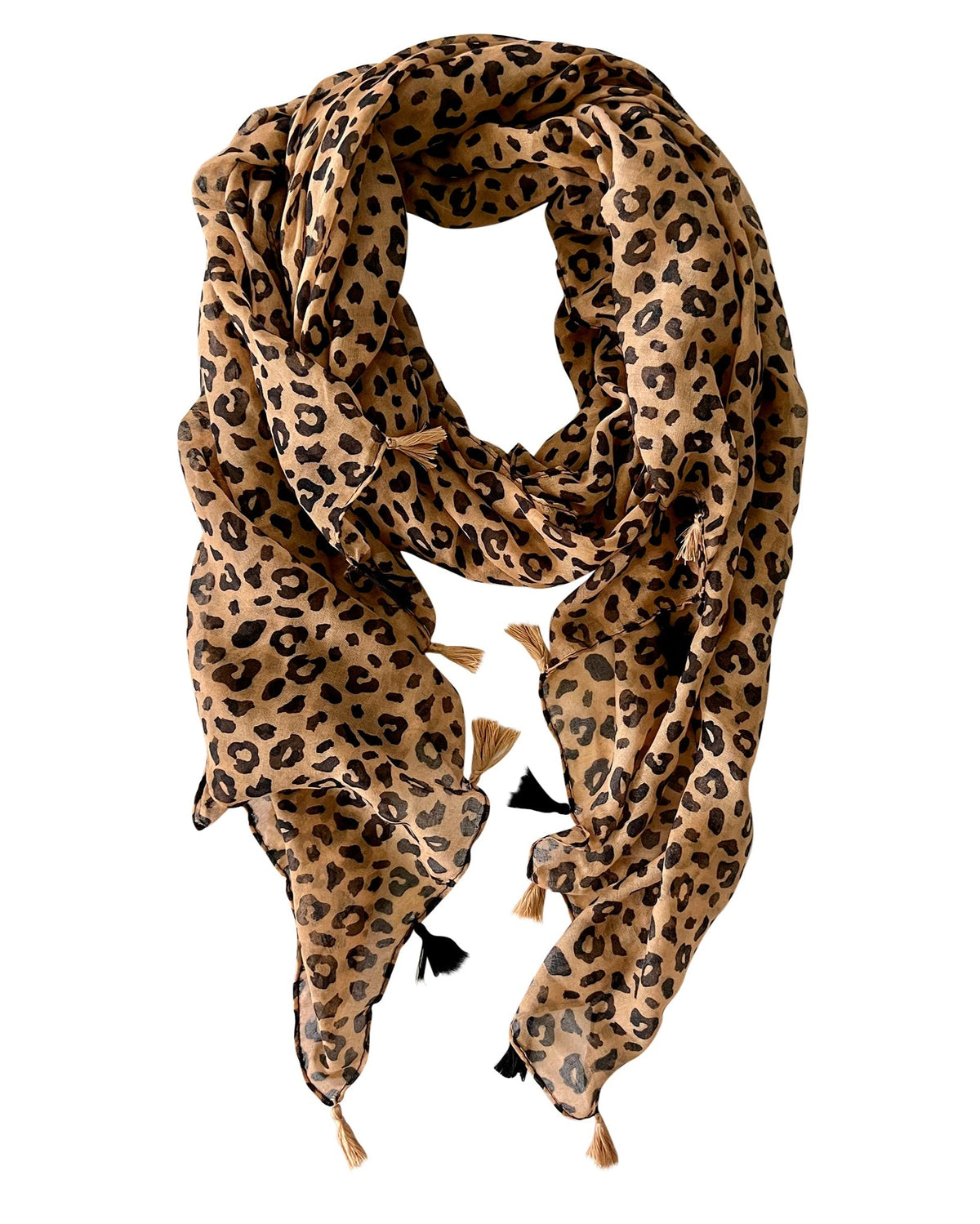 Elevate your style with our lightweight beige and black cheetah pattern scarf, perfect for all seasons. The bold cheetah print adds an edgy touch to any outfit, complemented by the neutral beige and black color combination that pairs effortlessly with var