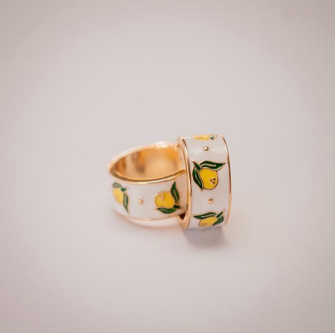 Hayley Enamel Hoop Earring with a Lemon Design