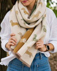PRE SALE ARRIVING 12 JUNE Reversible Dachshund Print Winter Scarf – Neutrals