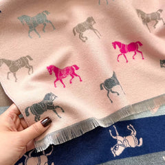 PRESALE ARRIVING MID JUNE Reversible Horse Lover Winter Scarf – Pink