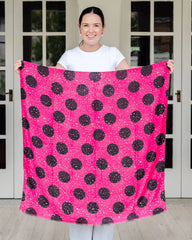 hot pink scarf, autumn scarf, winter scarf, bold scarf, bold spot scarf, gold accents