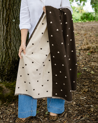 Reversible Holly Heart Winter Scarf – Chocolate Brown Heart Print