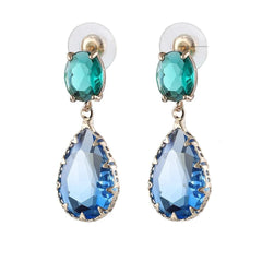 Imogen Blue and Green Teardrop Crystal Dangle Earrings