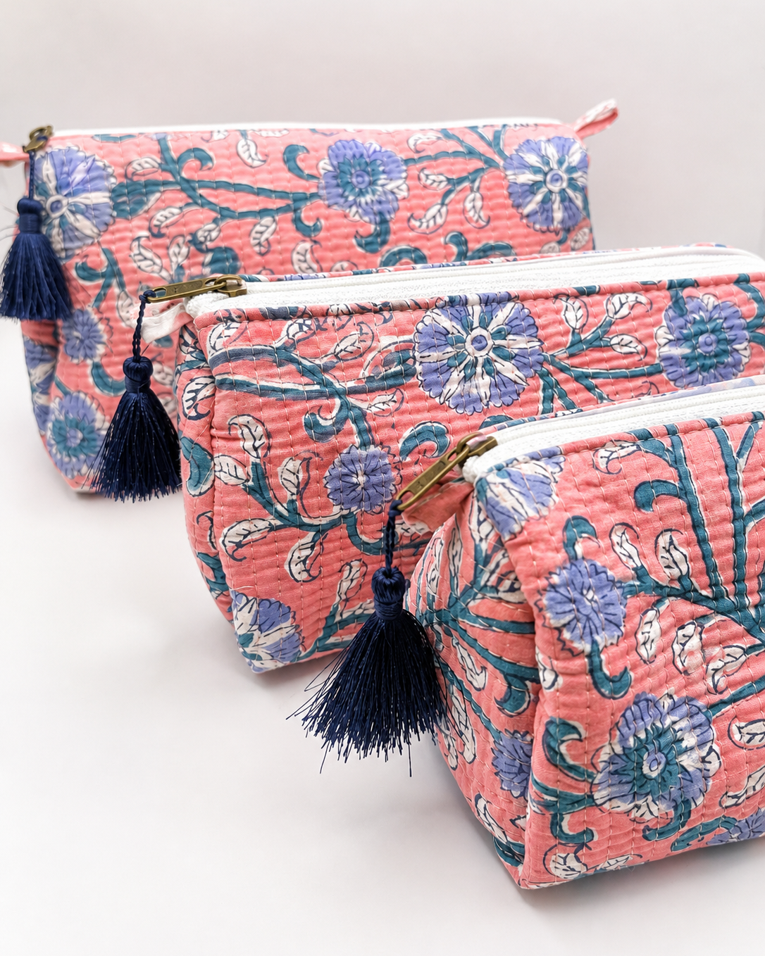 Pink Blue Toiletry Bags – Cotton Travel Organiser