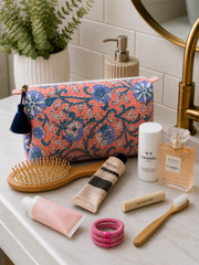 Pink Blue Toiletry Bags – Cotton Travel Organiser