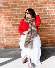 Houndstooth in Caramel/Brown Scarf – Classic Check Winter Scarf