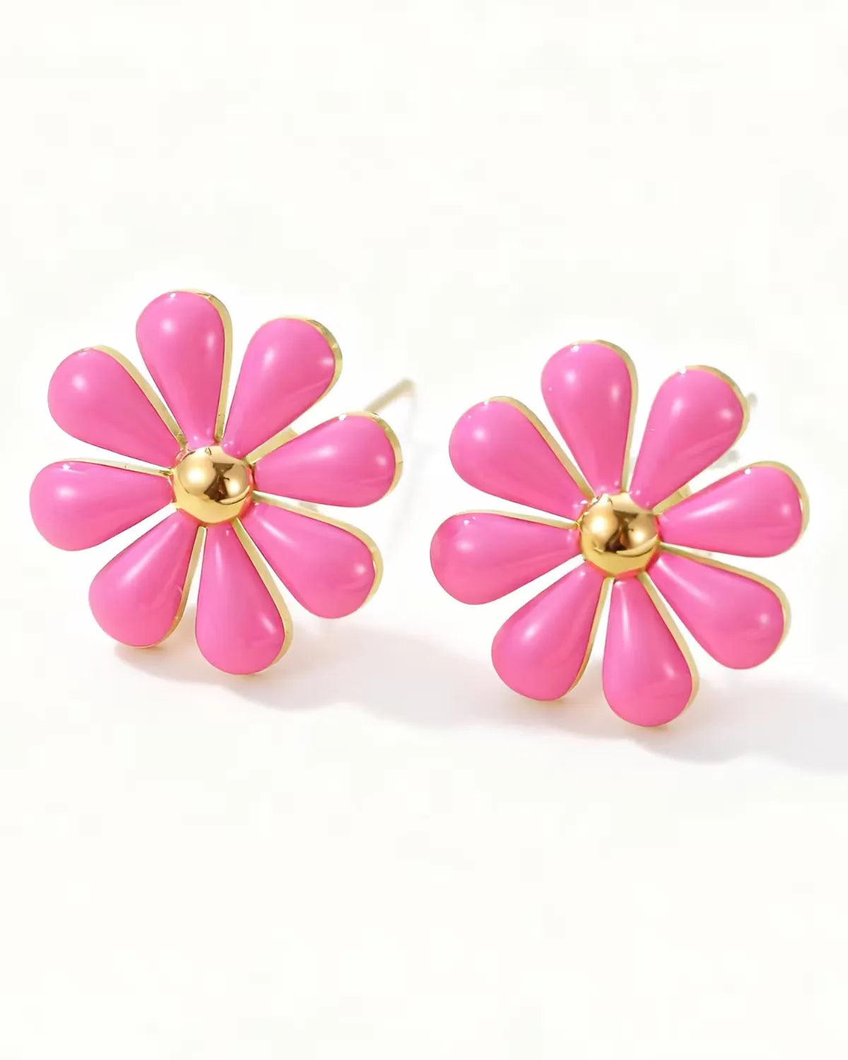 Coordinating earrings included in the Pink and Blue Wildflower Pouch gift pack by Greenwood Designs