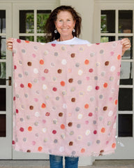 light pink scarf, autumn scarf, winter scarf, bold scarf, spot scarf, gold accents, watercolour scarf