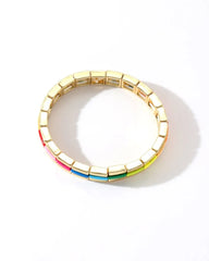 Colourful Enamel Stacking Bracelet Collection in Gold & Silver