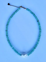 Baroque Pearl Pop Necklace in Mint Tones