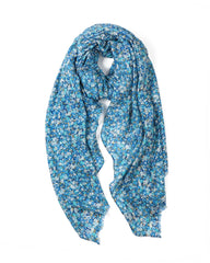 floral scarf, lightweight scarf, summer scar, cottage core scarf, delicate scarf, gold accents scarf