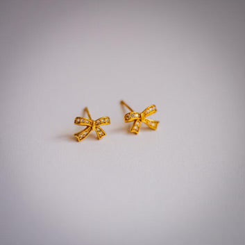 Zara Gold & Crystal Bow Earrings