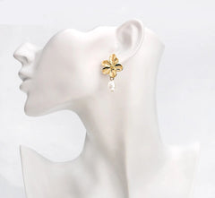 Camilla Flower Freshwater Pearl Earrings Gold