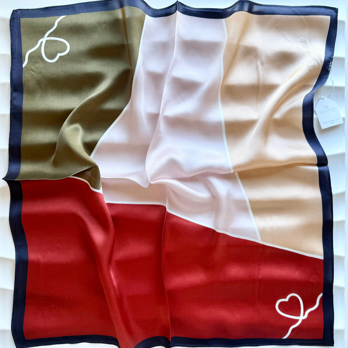 Abstract Heart Motif Silk Neck Scarf
