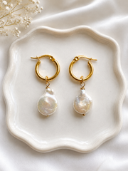 Prim Convertible Freshwater Pearl Gold Hoop Earrings