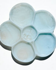 flower shaped tray, flower shaped jewelry tray, pretty jewelry tray, bedside jewelry tray, blue flower tray