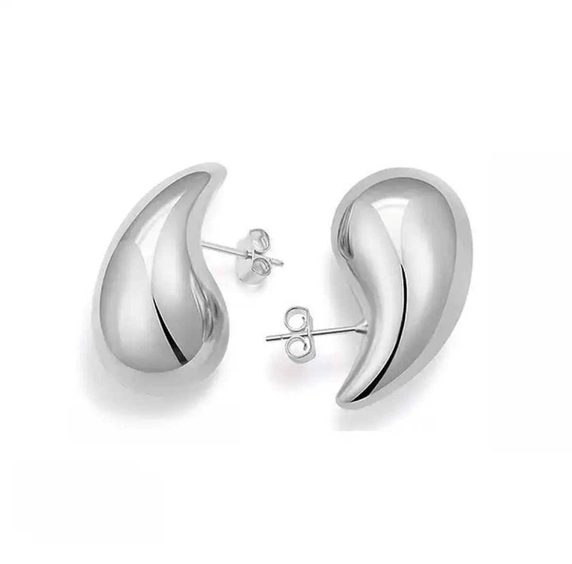 Bianca Tear Drop Studs in Silver Extra Small