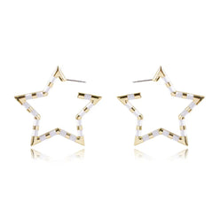 Astra Star Shaped Hoop in Gold and White Enamel
