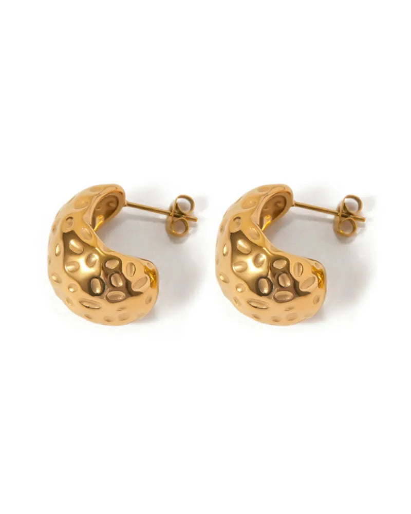 18k gold-plated stainless steel, Tarnish-free, Waterproof, Suitable for sensitive skin, gold earrings, retro earrings, vintage charm, classic earrings, beautiful earrings, timeless earrings, stud earrings, rope design earrings