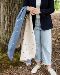 PRE SALE ARRIVING 12 JUNE Reversible Holly Heart Winter Scarf – Blue Heart Print