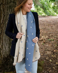 PRE SALE ARRIVING 12 JUNE Reversible Holly Heart Winter Scarf – Blue Heart Print