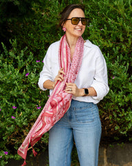 Erin Pink & Red Floral Lightweight Scarf