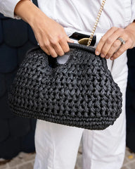 Pippa Raffia Clutch in Black