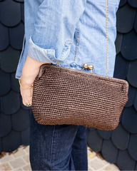 Kate Raffia Clutch in Chocolate