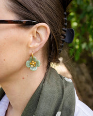 Willa Green Flower Hoop Earring