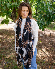 Georgia Animal Print in Black Autumn/Winter Scarf