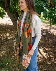 Anna Japanese Botanical in Moss Autumn/Winter Scarf