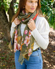 Anna Japanese Botanical in Moss Autumn/Winter Scarf