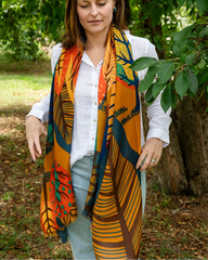 Chloe Abstract Forest in Mustard Autumn/Winter Scarf