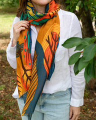Chloe Abstract Forest in Mustard Autumn/Winter Scarf