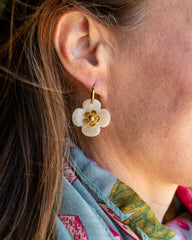 Willa Cream Flower Hoop Earring