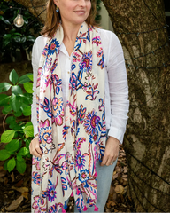 Dani Floral in White Autumn/Winter Scarf