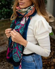 Chloe Abstract Forest in Black Autumn/Winter Scarf