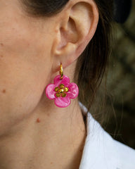 Willa Pink Flower Hoop Earring