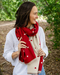 Reversible Holly Heart Winter Scarf – Red Heart Printnter Scarf