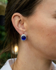 Cleopatra Silver Hoop Earring with Blue Glass Bead
