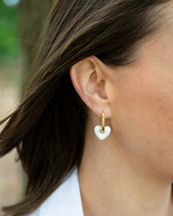 Nina White Heart Enamel Hoop Earring
