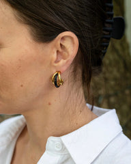 Bonnie Black Enamel Hoop Stud Earring