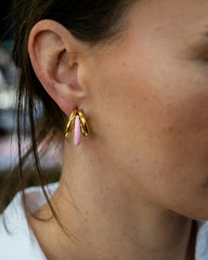 Bonnie Pink Enamel Hoop Stud Earring