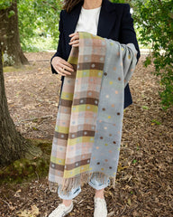 Reversible Polka Dot & Check Winter Scarf – Spotty Dotty Blue