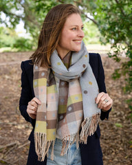 Reversible Polka Dot & Check Winter Scarf – Spotty Dotty Blue
