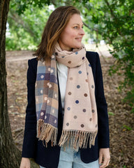 Reversible Polka Dot & Check Winter Scarf – Spotty Dotty Blush Pink