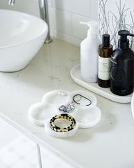 flower shaped tray, flower shaped jewelry tray, pretty jewelry tray, bedside jewelry tray, white flower tray