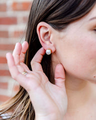 Ash Bezel Set Freshwater Pearl Stud Gold Plated Sterling Silver