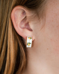 Hayley Enamel Hoop Earring with a Lemon Design