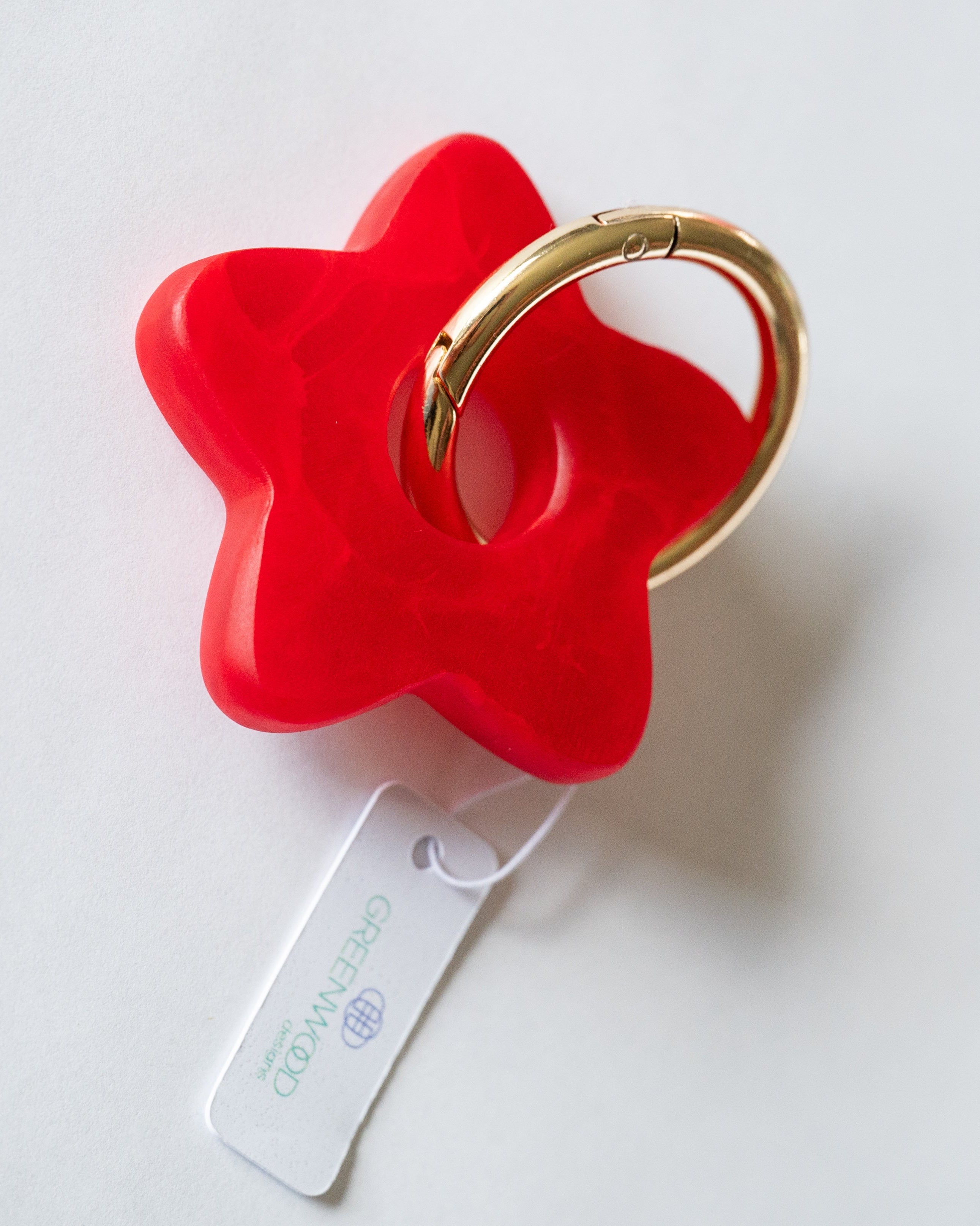 Star Keyring, Pretty Keyring, Feminine Keyring, Chunky Keyring, Resin Keyring, Red Keyring